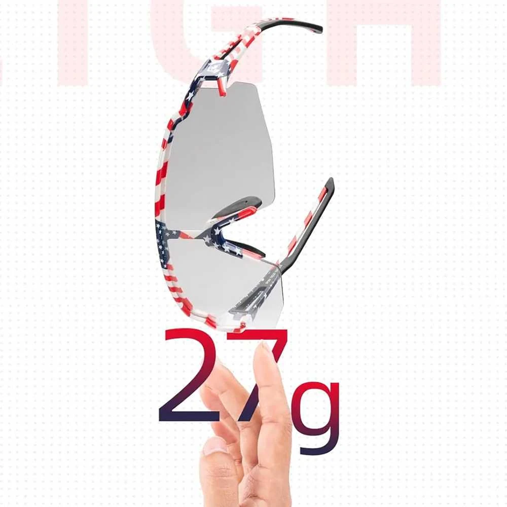 Rockbros dviratininko akiniai Photochromic su UV apsauga ir Corrective Insert 14120008002 – USA Pattern – baltos spalvos