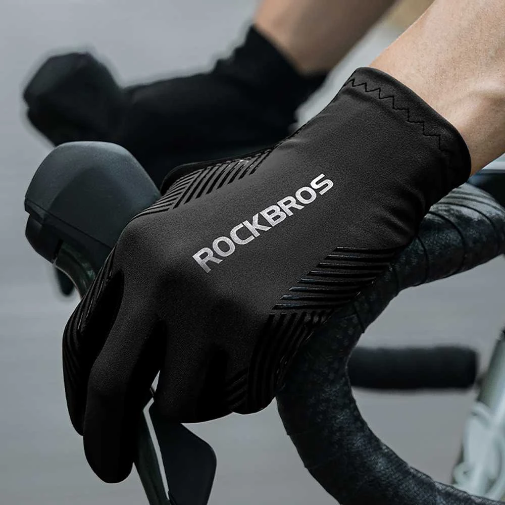 Rockbros cycling pirštinės spring/summer/autumn, full, size: L – juodos spalvos