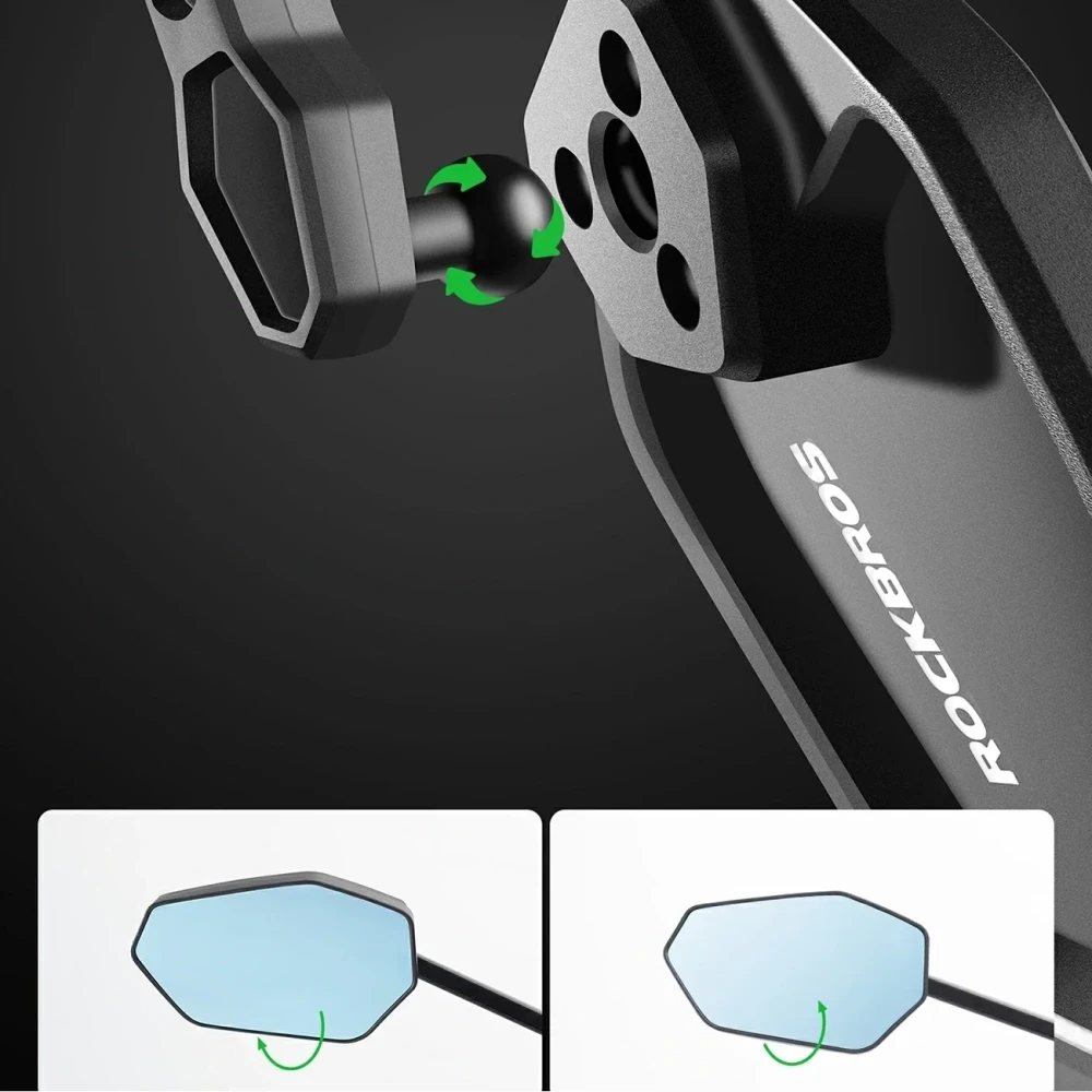 Rockbros F-253W anglies pluošto dviračio veidrodėlis su apsauga nuo akinimo (kairė pusė)