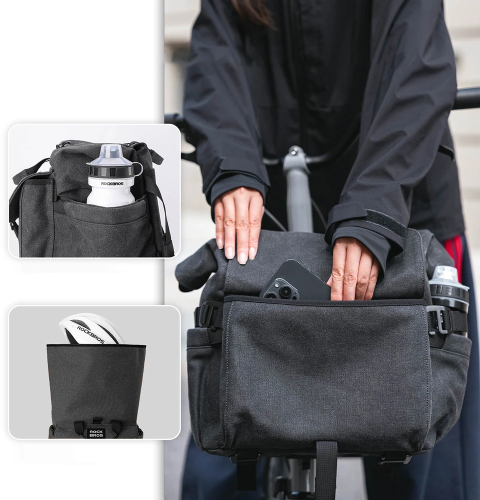 Rockbros H46 Backpack Saddlebag Handlebar Bag - Gray