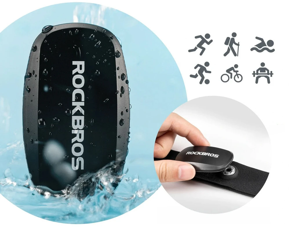 Rockbros HRM812 Bluetooth ANT+ IP67 Heart Rate Monitorius Belt - Juodas