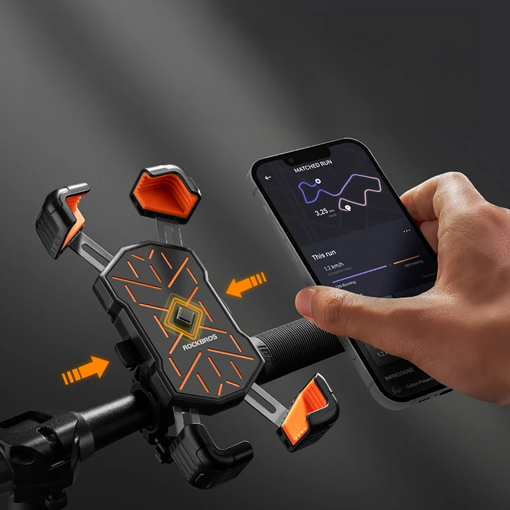 Rockbros HW-117 Handlebar Clamp Phone Holder - Juodas and Oranžinis