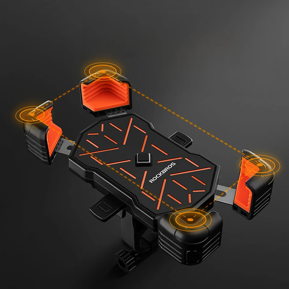 Rockbros HW-117 Handlebar Clamp Phone Holder - Juodas and Oranžinis