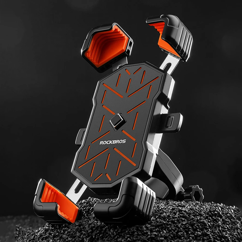 Rockbros HW-117 Handlebar Clamp Phone Holder - Juodas and Oranžinis
