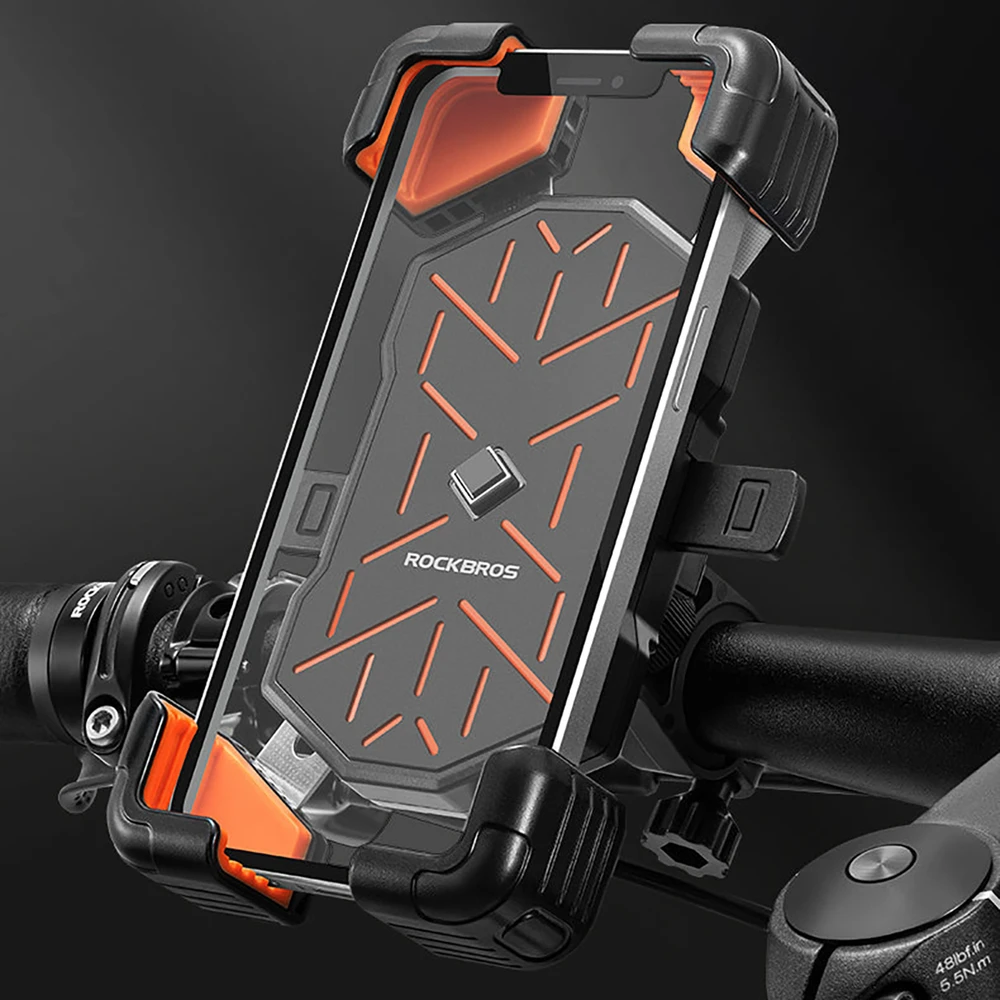 Rockbros HW-117 Handlebar Clamp Phone Holder - Juodas and Oranžinis