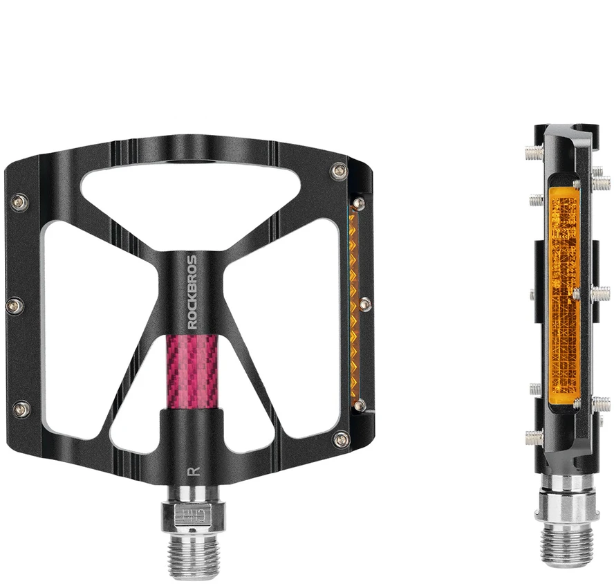 Rockbros K307PT aliuminio atspindinčios platformos dviračių pedalai - Juodas
