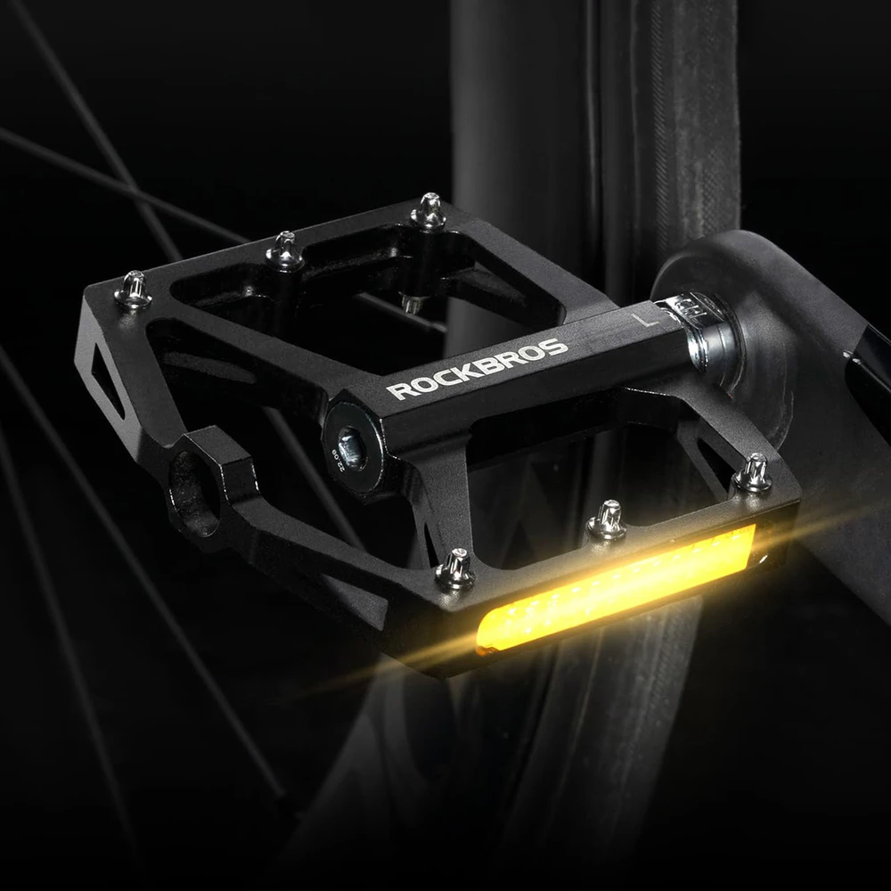 Rockbros K371 Atspindintys aliuminio dviračių pedalai su sandariais guoliais - Juodas