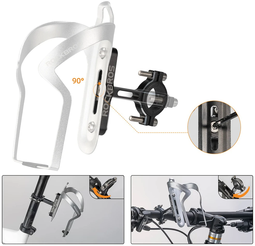 Rockbros KS-416 Adjustable Aluminum Bottle Cage Adapteris - Juodas