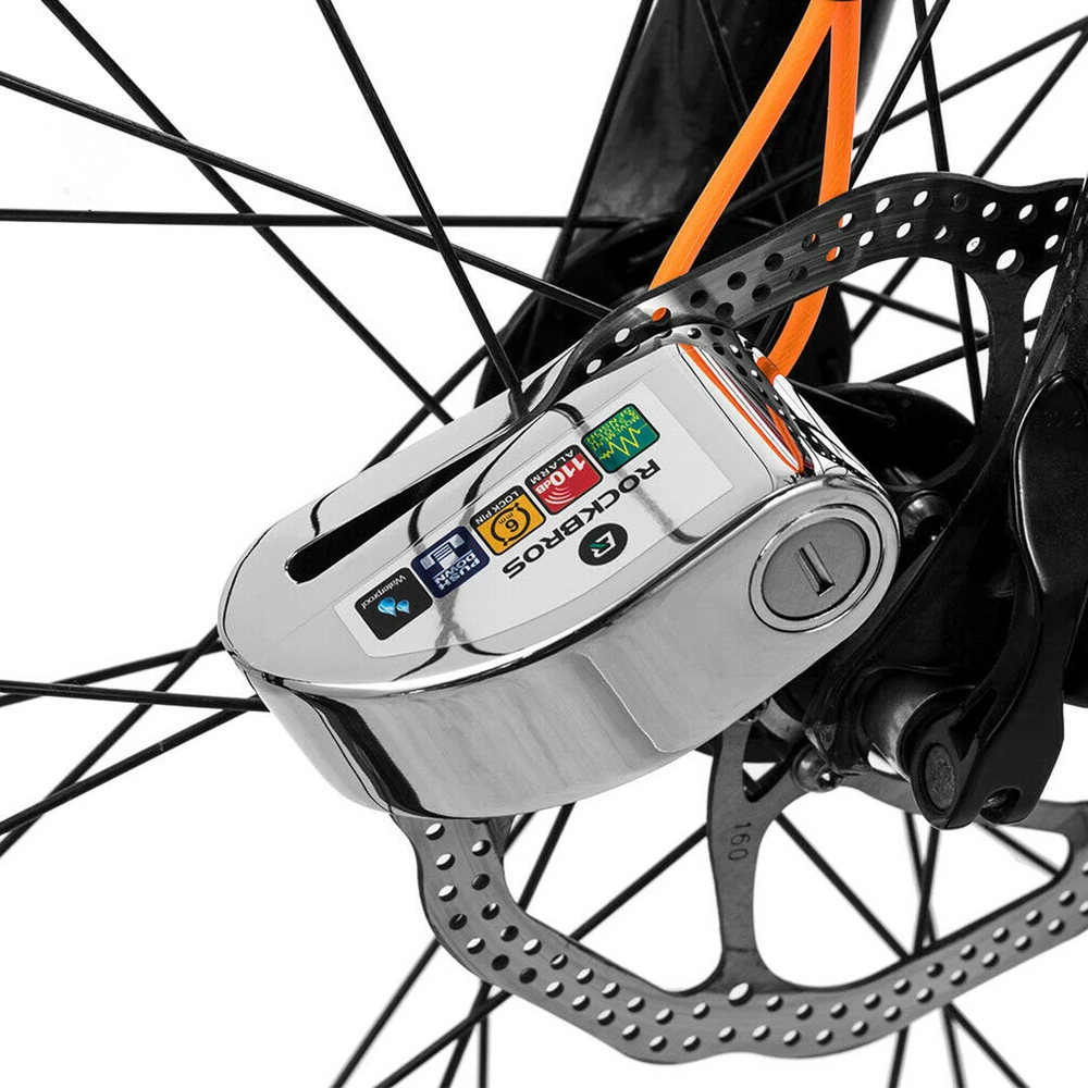 Rockbros LBAYG8308 Bike Lock with Alarm and Disc Lock - Oranžinis