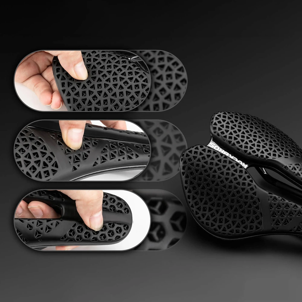 Rockbros LF0214 Anatomical 3D Atsparus vandeniui Bicycle Saddle - Juodas