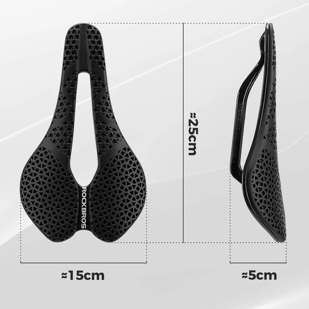 Rockbros LF0214 Anatomical 3D Atsparus vandeniui Bicycle Saddle - Juodas