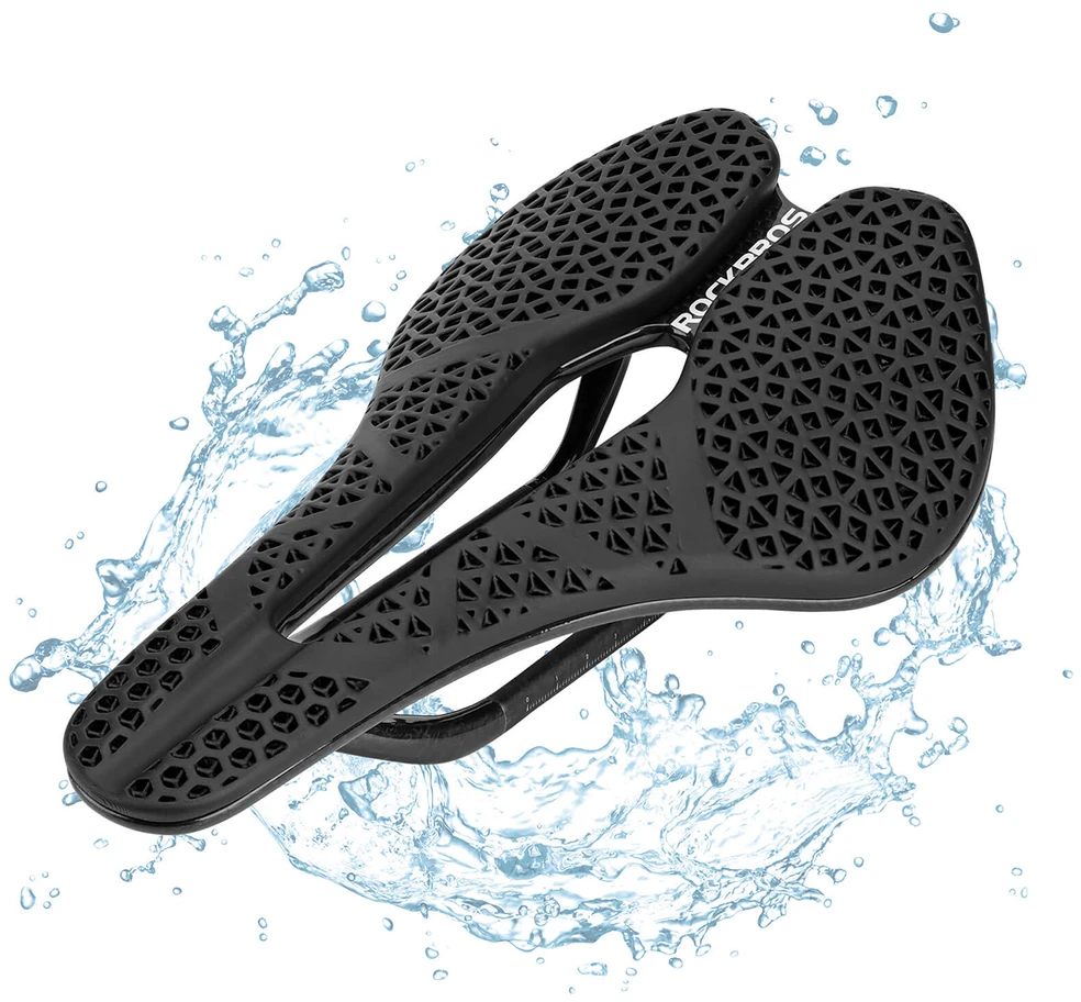 Rockbros LF0214 Anatomical 3D Atsparus vandeniui Bicycle Saddle - Juodas