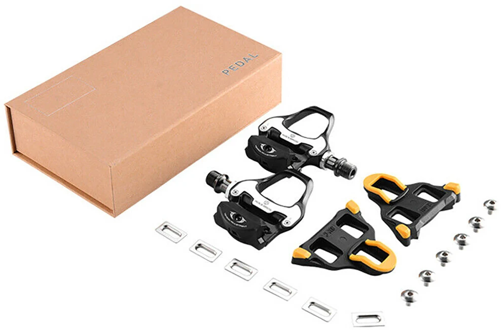 Rockbros LP-RD2BK Shimano SPD-SL Road Pedals with Geltona Cleats - Juodas and Sidabrinis