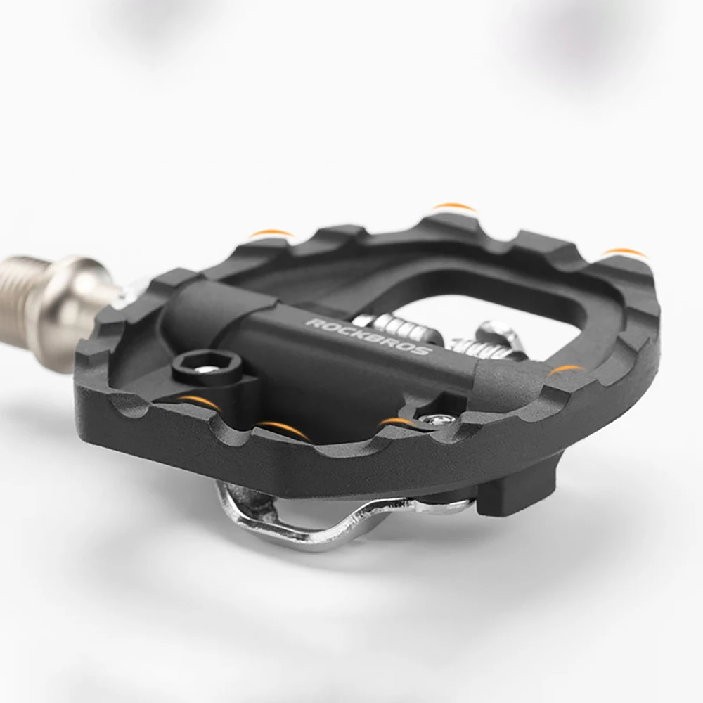 Rockbros M108 nailoniniai dvipusiai dviračių pedalai su pusiau užrakinamu užsegimu - Juodas