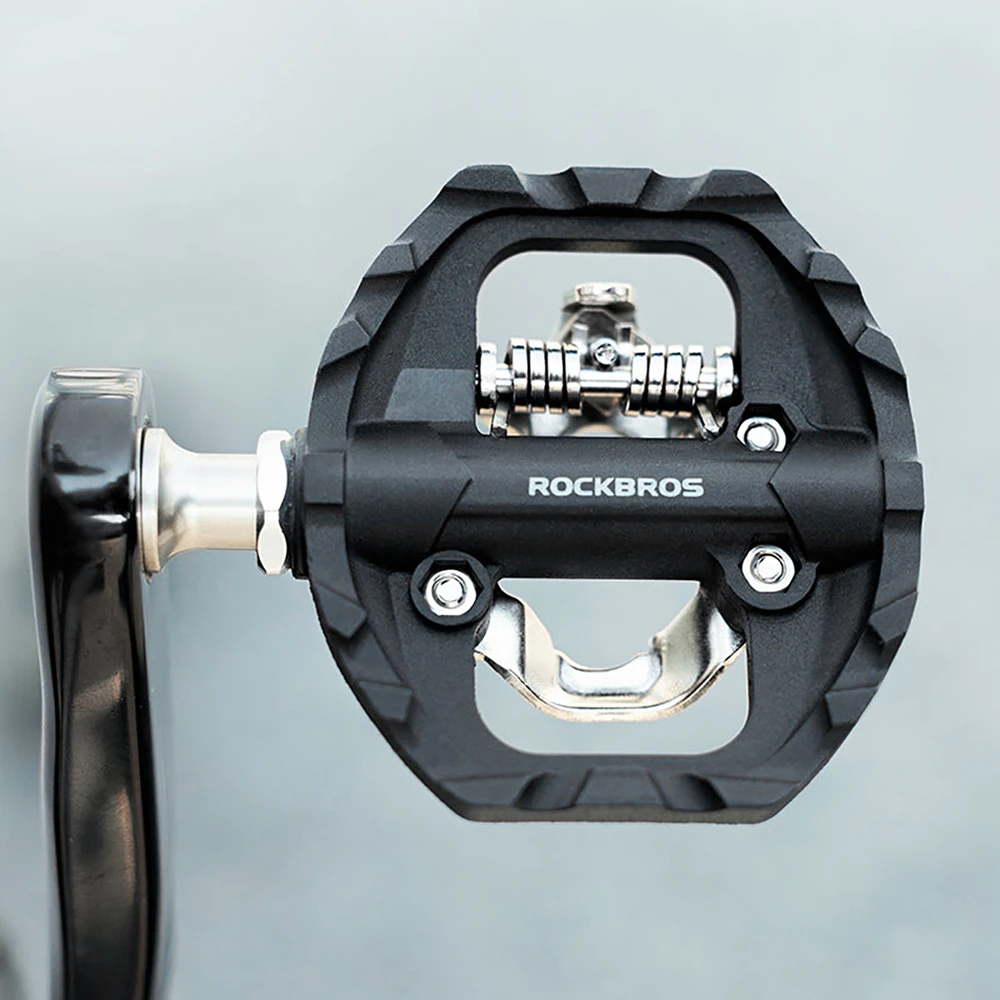 Rockbros M108 nailoniniai dvipusiai dviračių pedalai su pusiau užrakinamu užsegimu - Juodas