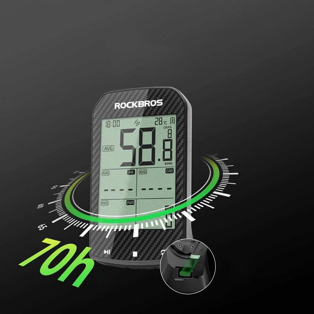 Rockbros M1Pro Bluetooth GPS Bike Computer IPX6 - Juodas