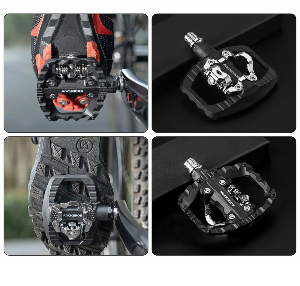 Rockbros PD303 pusiau užrakinami platforminiai dviračių pedalai - Juodas