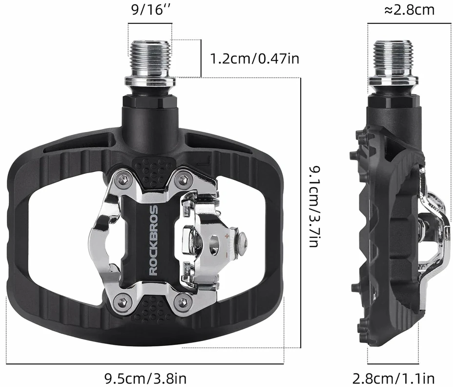 Rockbros PD303 pusiau užrakinami platforminiai dviračių pedalai - Juodas