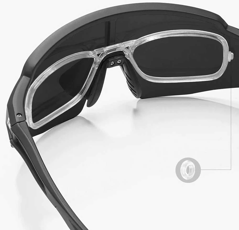 Rockbros Polarized dviratininko akiniai su UV apsauga ir Corrective Insert 14120008006 pilkos spalvos Lenses – juodos spalvos