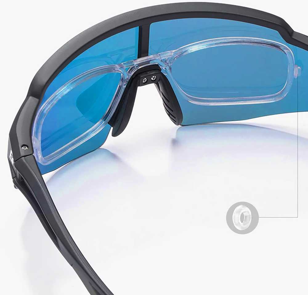 Rockbros Polarized dviratininko akiniai su UV apsauga ir Corrective Insert Mėlyna Lenses – juodos spalvos