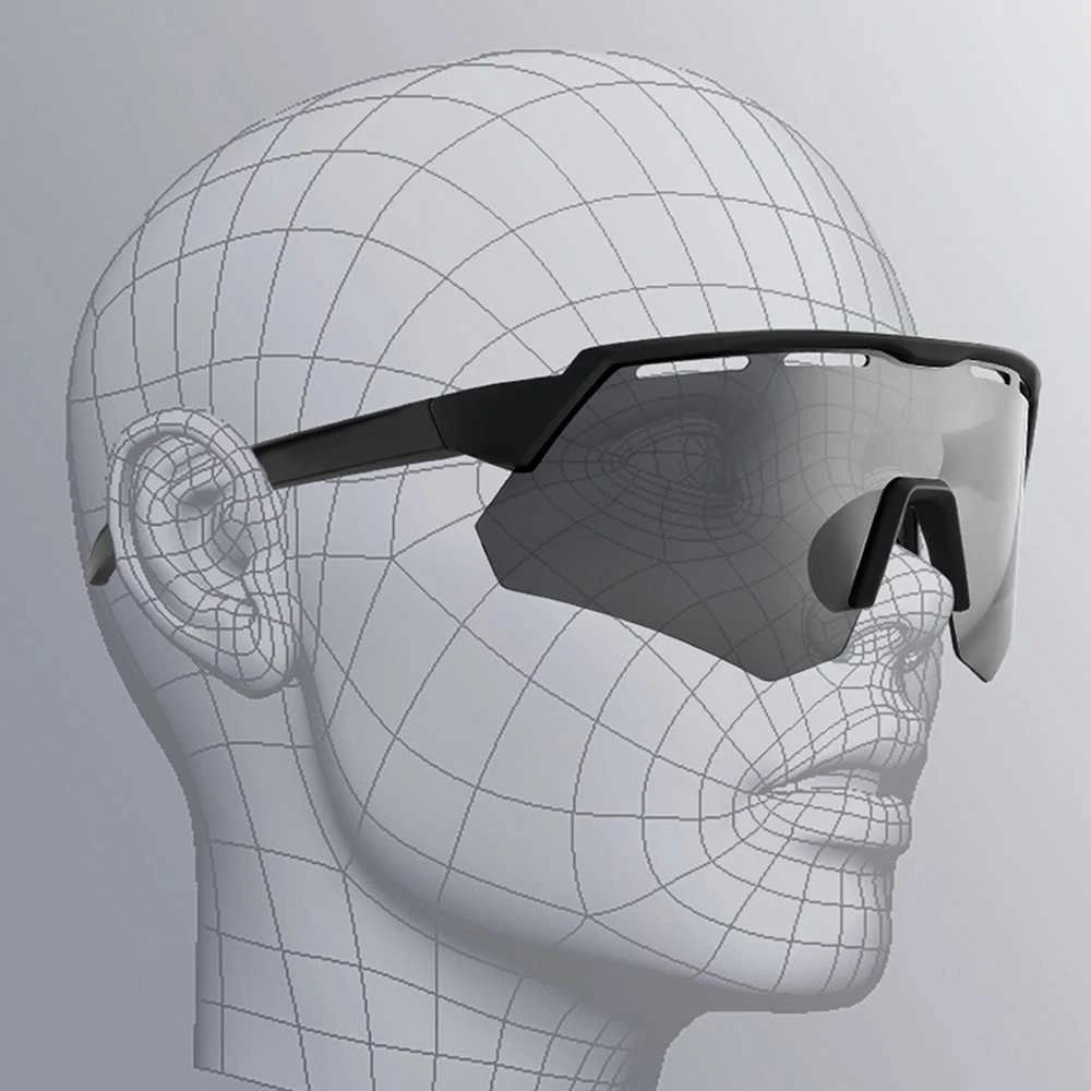 Rockbros Polarized dviratininko akiniai su UV apsauga ir Corrective Insert – pilkos spalvos