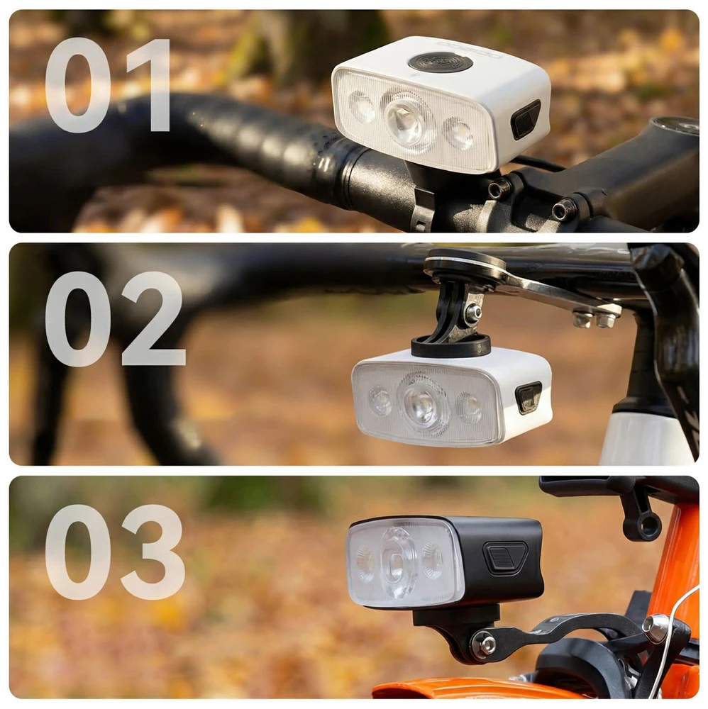 Rockbros QC1200 Front Bike Light 1200lm USB-C - Baltas