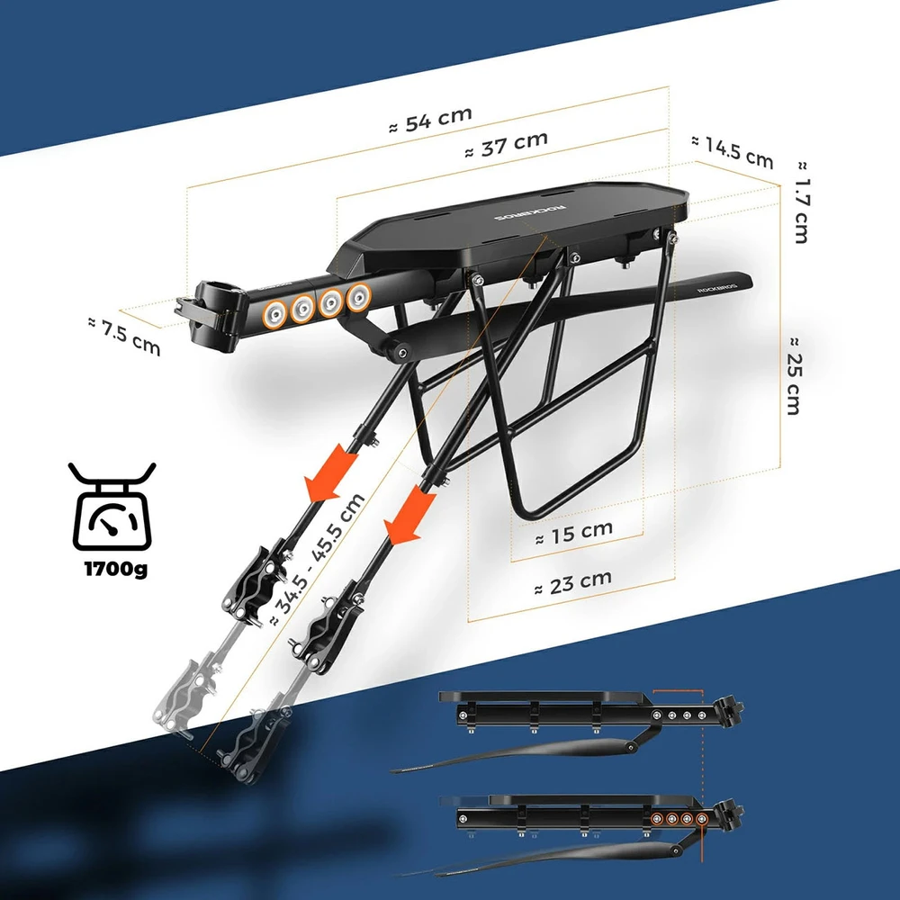 Rockbros RBHJ-1 Juodas Diamond dviračių stovas su purvasaugiu ir greito tvirtinimo sistema 26-29" kalnų dviračiams - Juodas