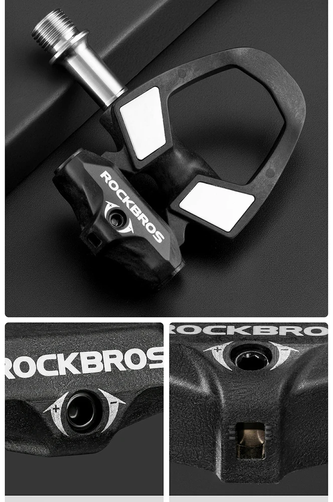 Rockbros RD9 Shimano SPD-SL anglies pluošto ir titano lydinio pedalai - Juodas
