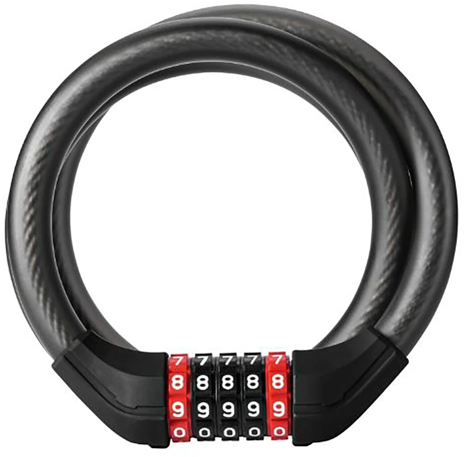 Rockbros RKS531 dviračio spyna su 5 skaitmenų kodu, plieniniu lynu, 120 cm, su LED apšvietimu - juodas