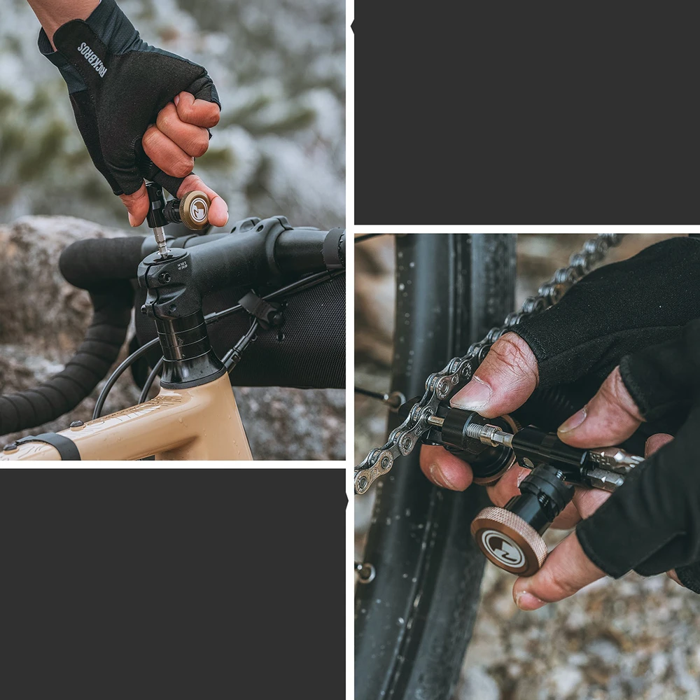 Rockbros ROAD TO SKY VK-KC10 6-in-1 Handlebar-Mounted Bicycle Multitool - Brown