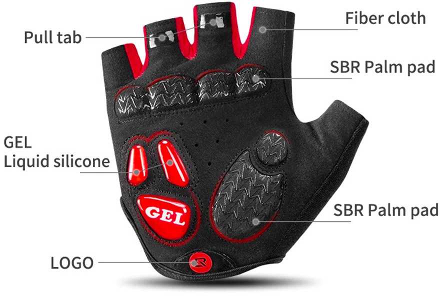 Rockbros S169BR L cycling Pirštinės gel inserts - juodas and red