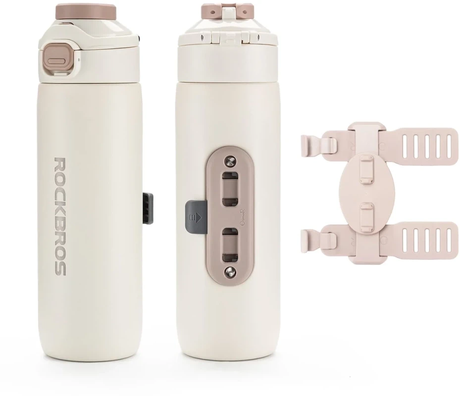 Gertuvė Rockbros S550H-1 700 ml termosas su magnetiniu laikikliu ir tvirtinimo dirželiu - rusvai gelsvas