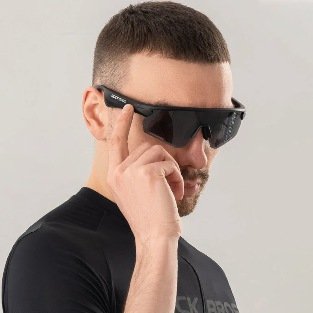 Rockbros SP-251 poliarizuoti dviračių akiniai su „Bluetooth“ garso komplektu – juodi