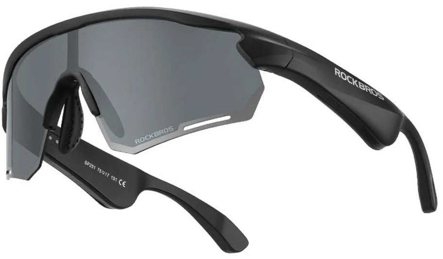Rockbros SP-251 poliarizuoti dviračių akiniai su „Bluetooth“ garso komplektu – juodi