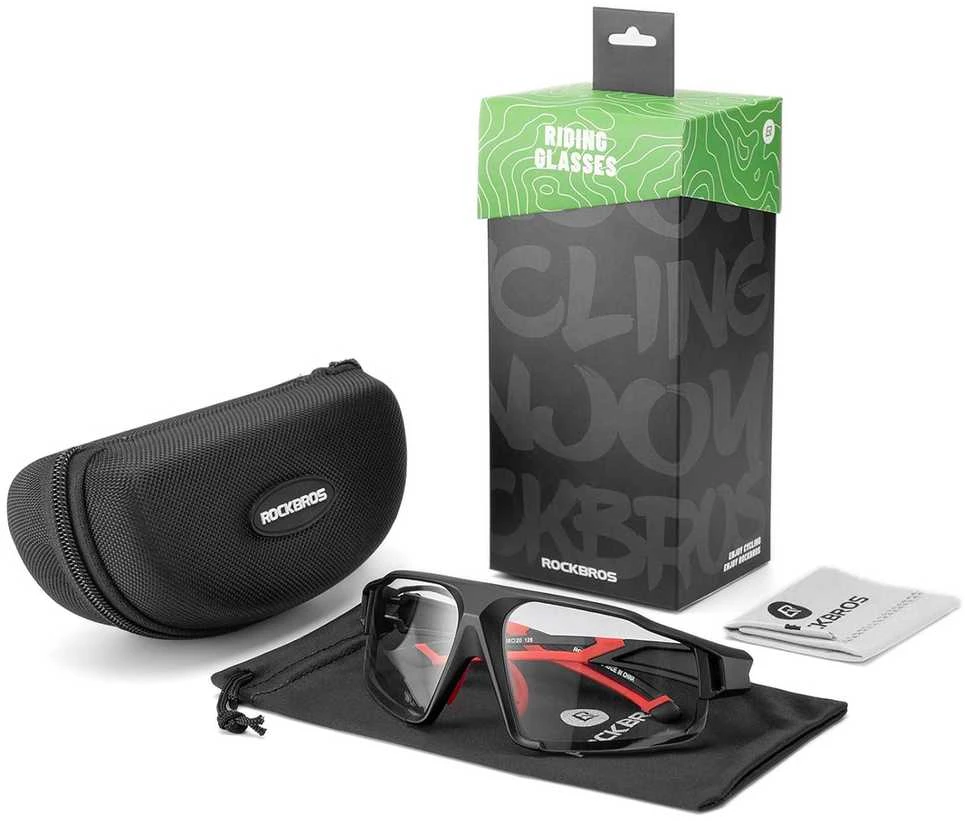 Rockbros SP216BK photochromic UV400 dviratininko akiniai – juodos spalvos and raudonos spalvos