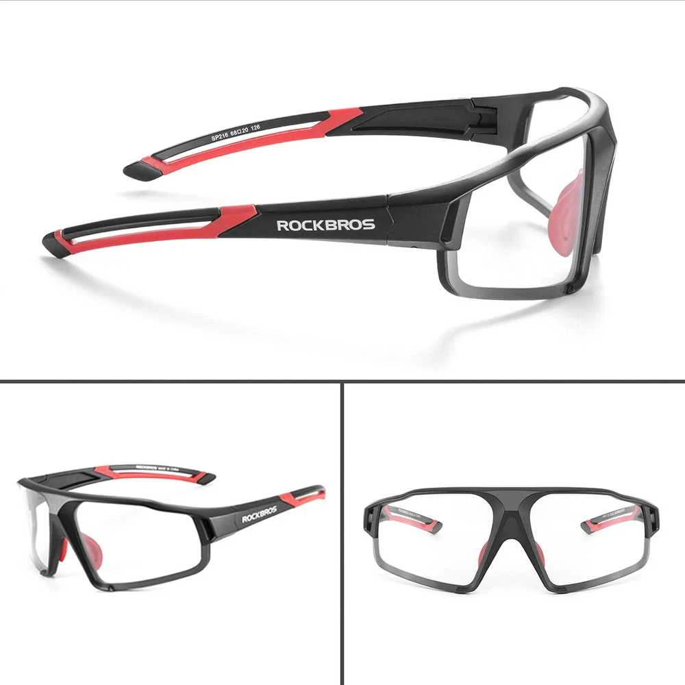 Rockbros SP216BK photochromic UV400 dviratininko akiniai – juodos spalvos and raudonos spalvos