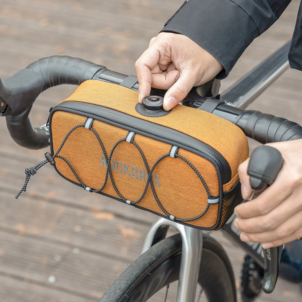 Rockbros TL001 ROAD TO SKY 1.9L Handlebar Bike Bag Atsparus vandeniui - Oranžinis
