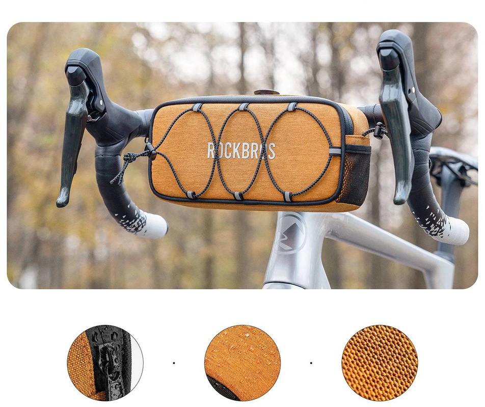 Rockbros TL001 ROAD TO SKY 1.9L Handlebar Bike Bag Atsparus vandeniui - Oranžinis