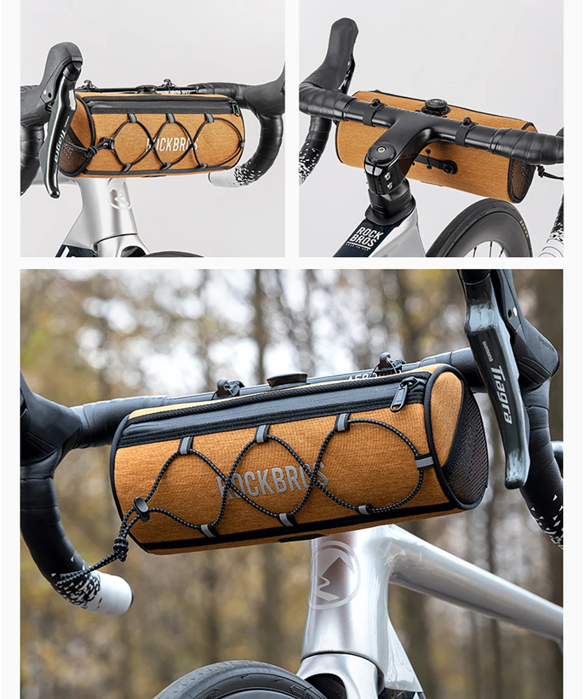 Rockbros TL002 ROAD TO SKY 1.5L Handlebar Bike Bag Atsparus vandeniui - Oranžinis