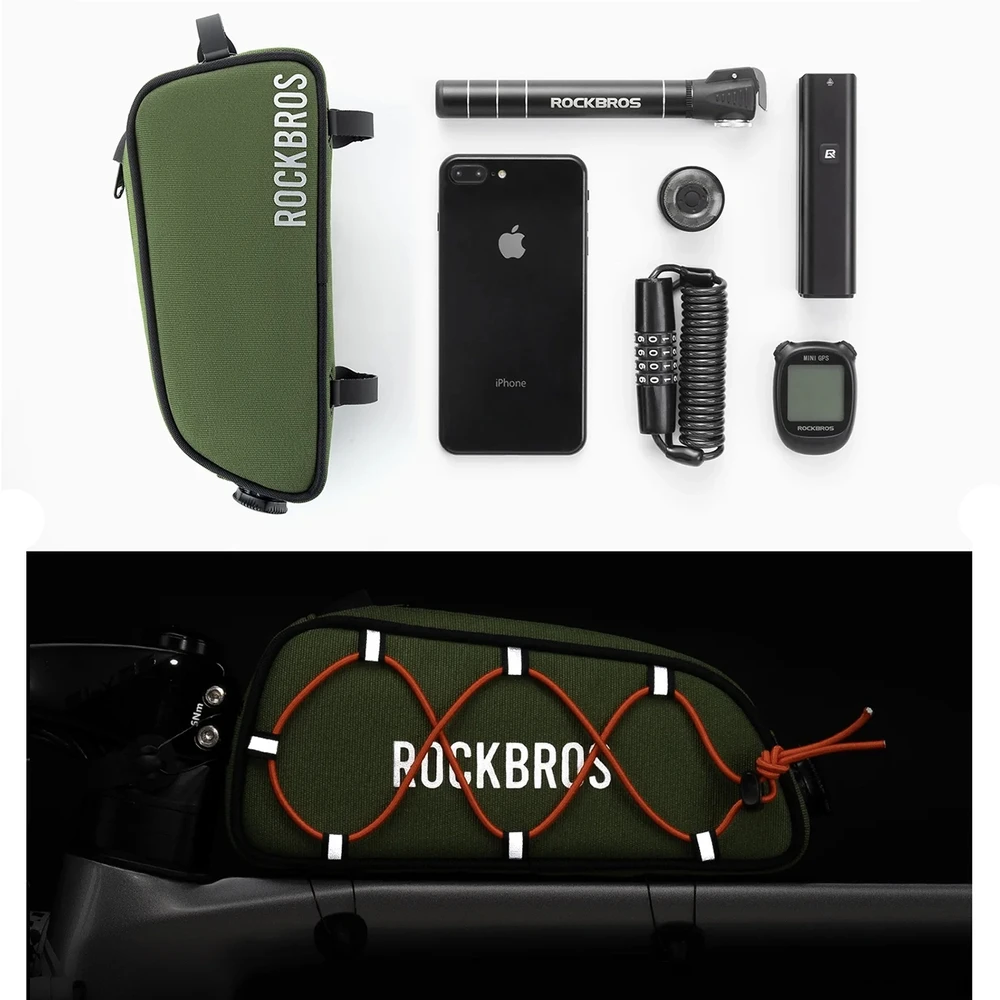 Rockbros TL004 ROAD TO SKY 0,7 L vandeniui atsparus rėmo krepšys - žalias