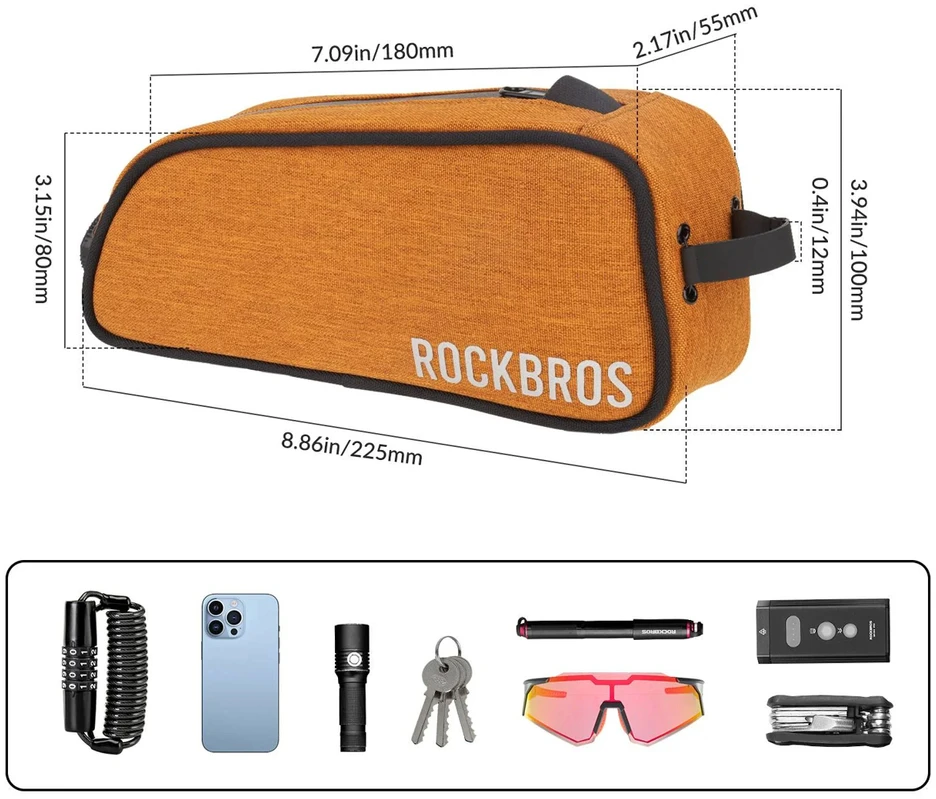 Rockbros TL004 ROAD TO SKY 0,7 l vandeniui atsparus rėmo krepšys - oranžinis