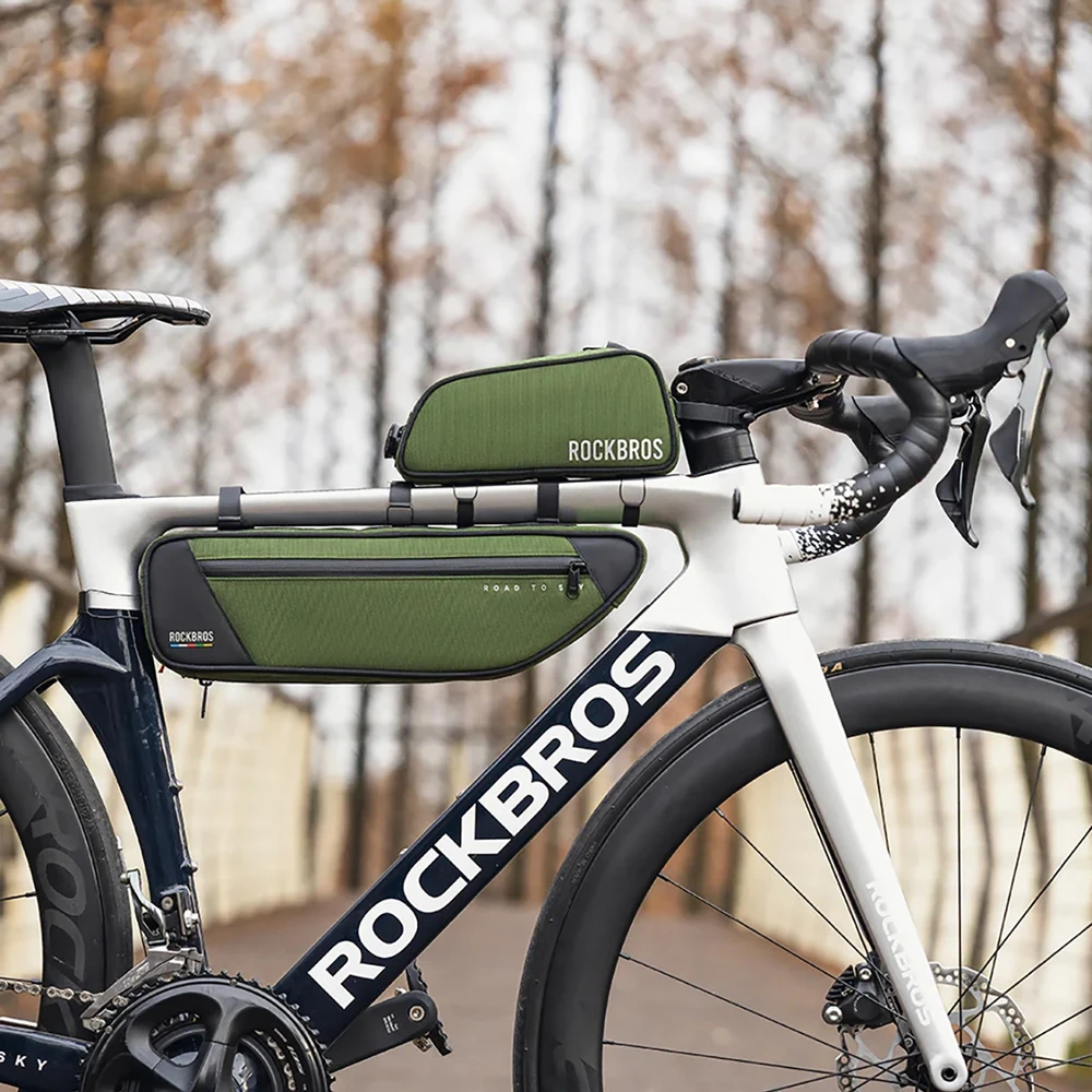 Rockbros TL004 ROAD TO SKY 0,7 L vandeniui atsparus rėmo krepšys - žalias