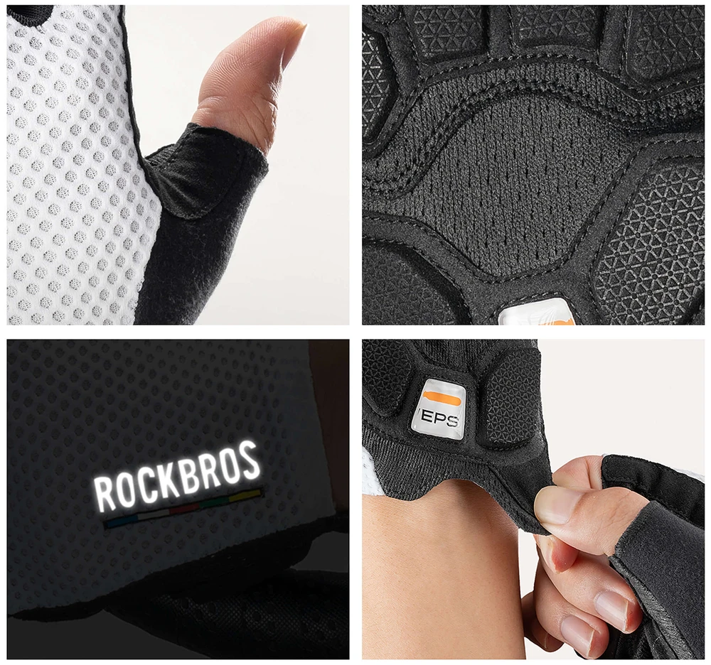 Rockbros TLS004 ROAD TO SKY Short Shock Absorbing Cycling Gloves M - Baltas
