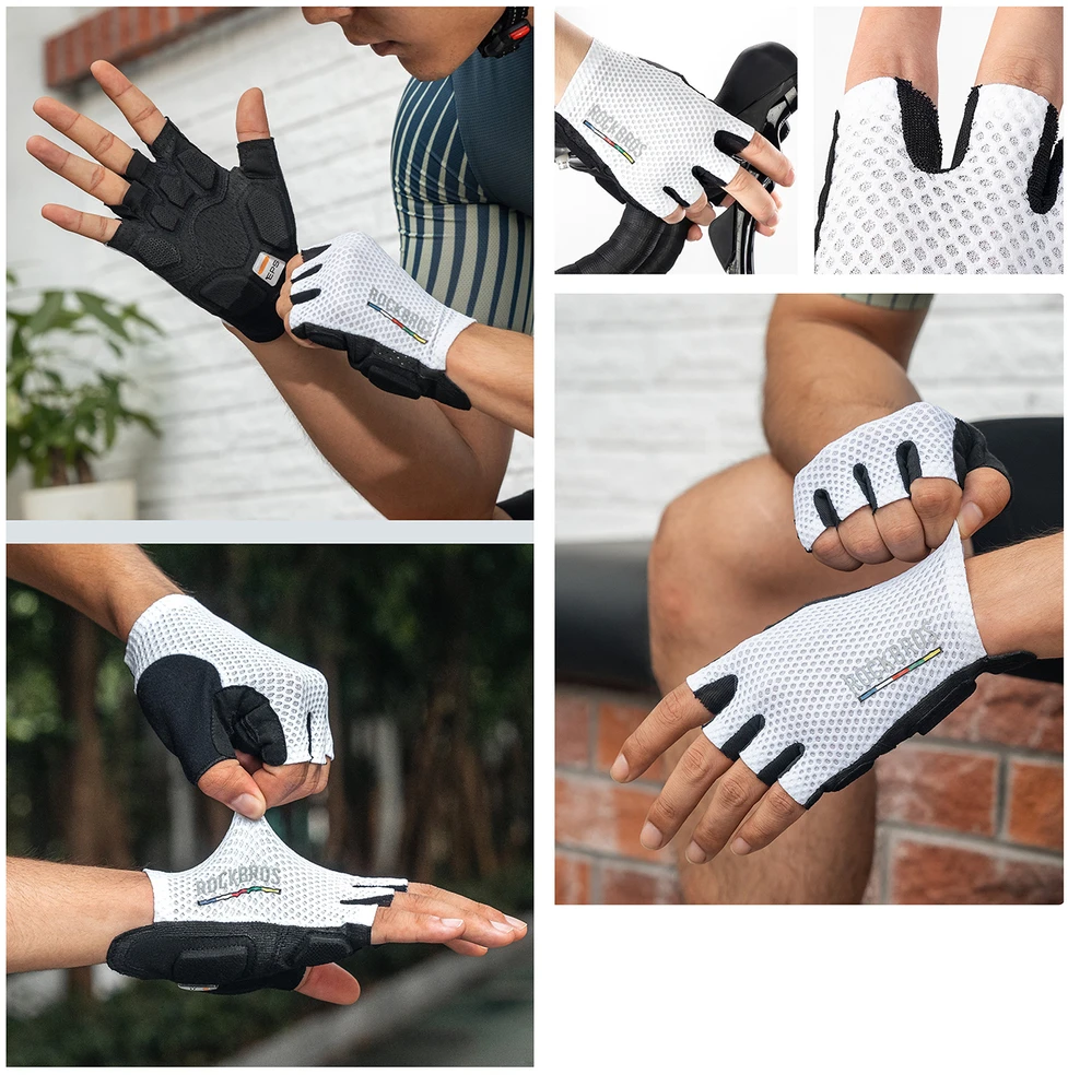 Rockbros TLS004 ROAD TO SKY Short Shock Absorbing Cycling Gloves M - Baltas