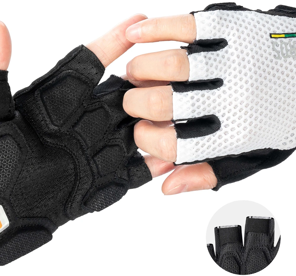 Rockbros TLS004 ROAD TO SKY Short Shock Absorbing Cycling Gloves M - Baltas