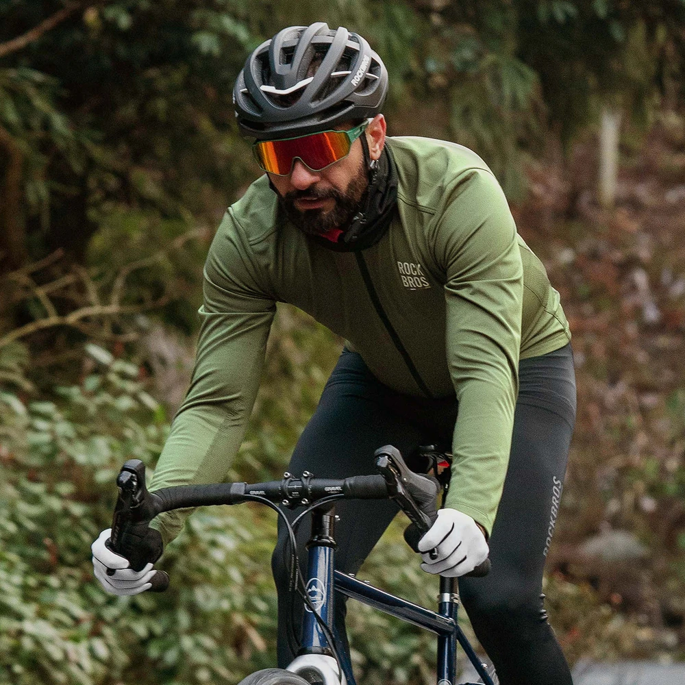 Rockbros TLWT001 ROAD TO SKY vėjui atsparūs izoliuoti dviratininko marškinėliai L - žalias