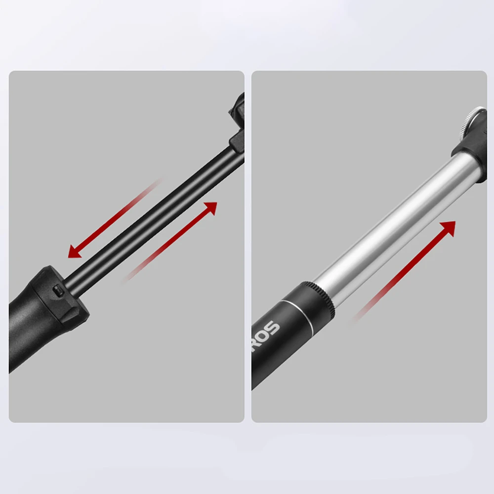 ROCKBROS TM-1701P 80 PSI Mini Bicycle Pump for Presta and Schrader Valves - Juodas