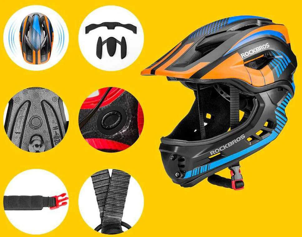Rockbros TT-32SOBL-M dziecięcy su odpinaną szczęką dydis M - juoda-oranžinė
