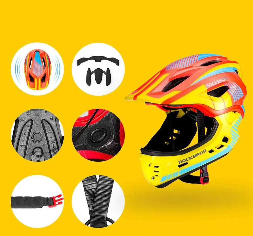Rockbros TT-32SOYB-S dziecięcy su odpinaną szczęką dydis S - geltona ir-oranžinė