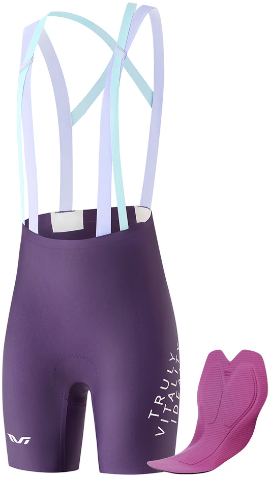 Rockbros YDDK017-1 TVI Women's Cycling Shorts with Bib and Pad Size M - Violetinė